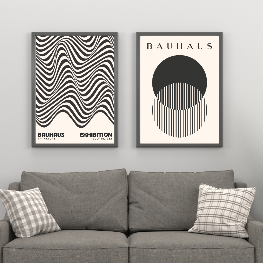 Set of 2 Black & Beige Bauhaus