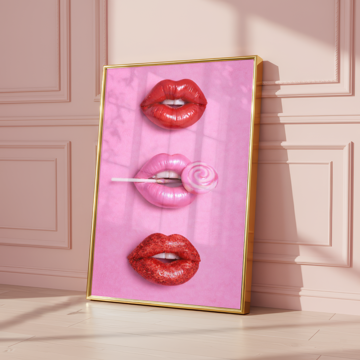 Pink & Red Candy Lips Print