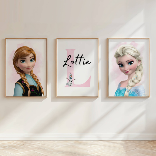 Pink Set of 3 Personalised Frozen Prints