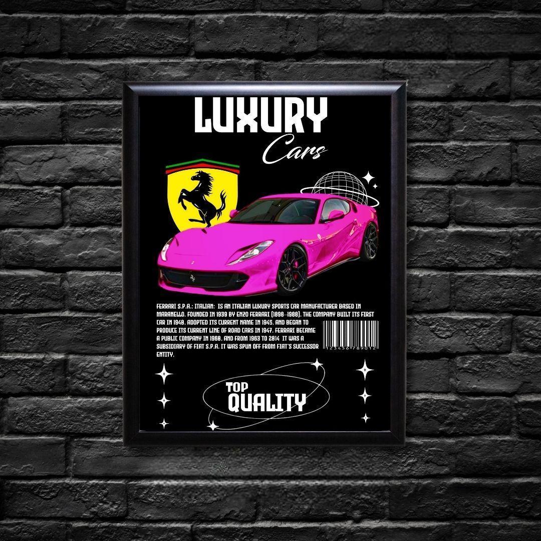 Pink Ferrari S.P.A Italian Sports Car Poster