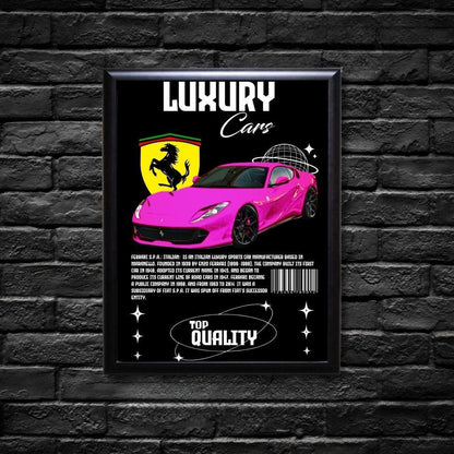 Pink Ferrari S.P.A Italian Sports Car Poster
