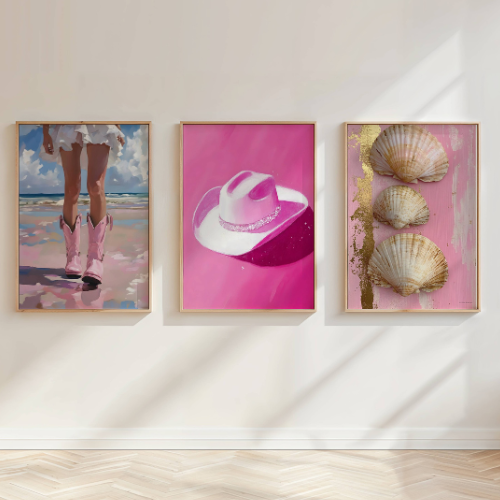 Set of 3 Cowgirl Preppy Posters