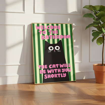 Funny Cat Bathroom Wall Art Print
