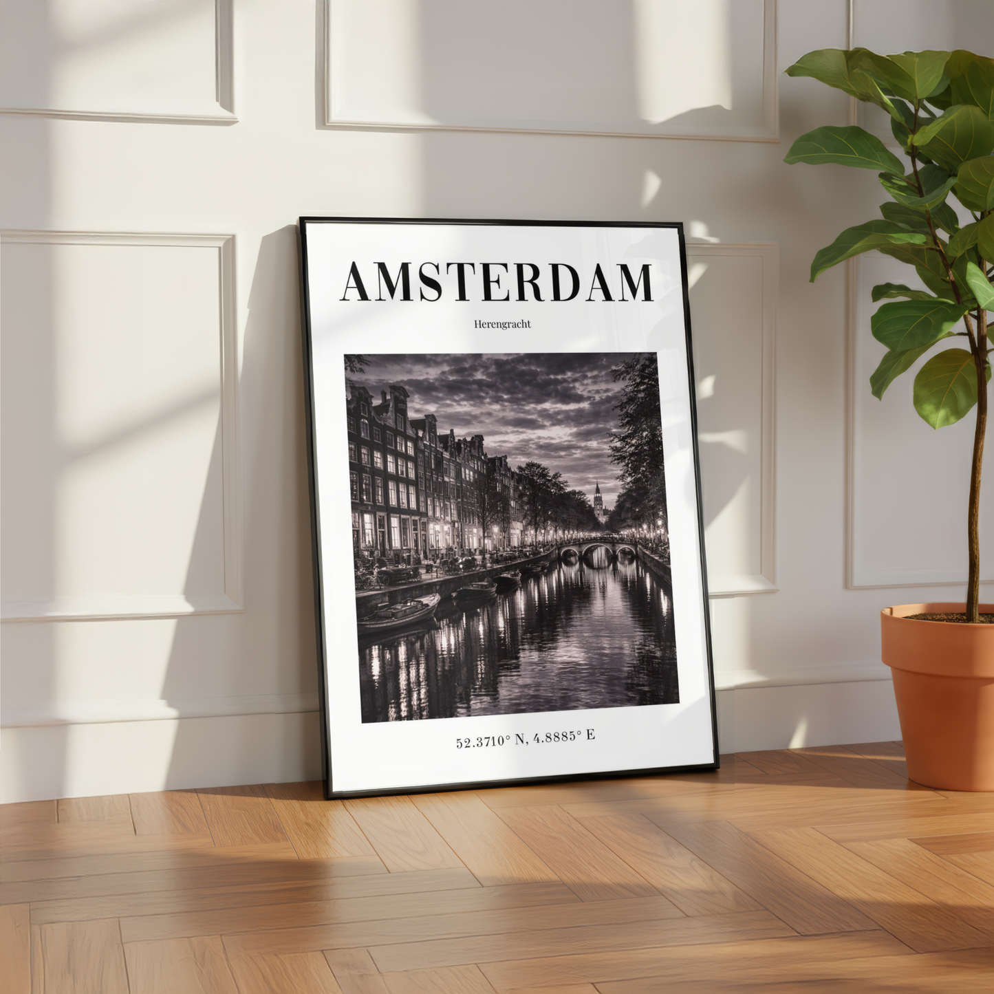 Amsterdam Herengracht Monochrome Poster