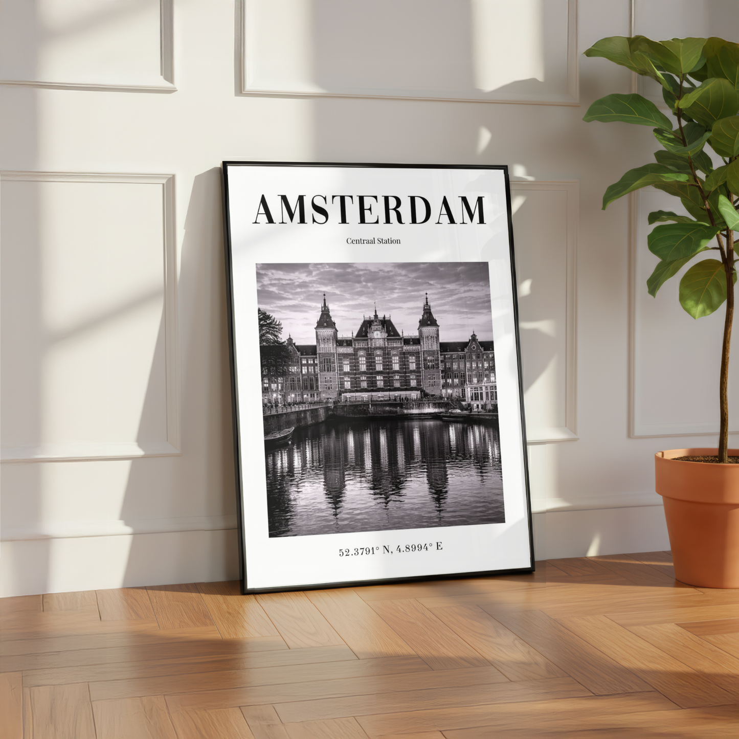 Amsterdam Centraal Station Monochrome Poster