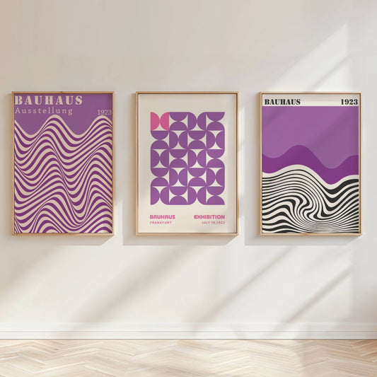 Set of 3 Purple Bauhaus Prints