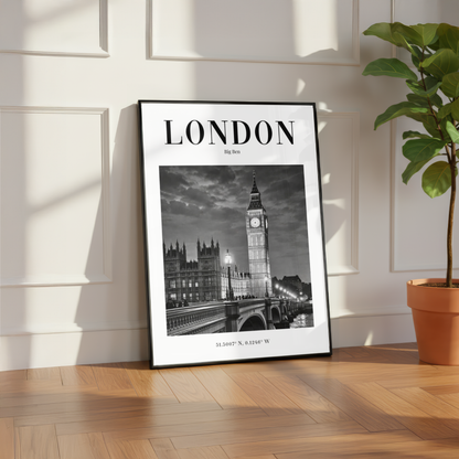 London Big Ben Monochrome Poster