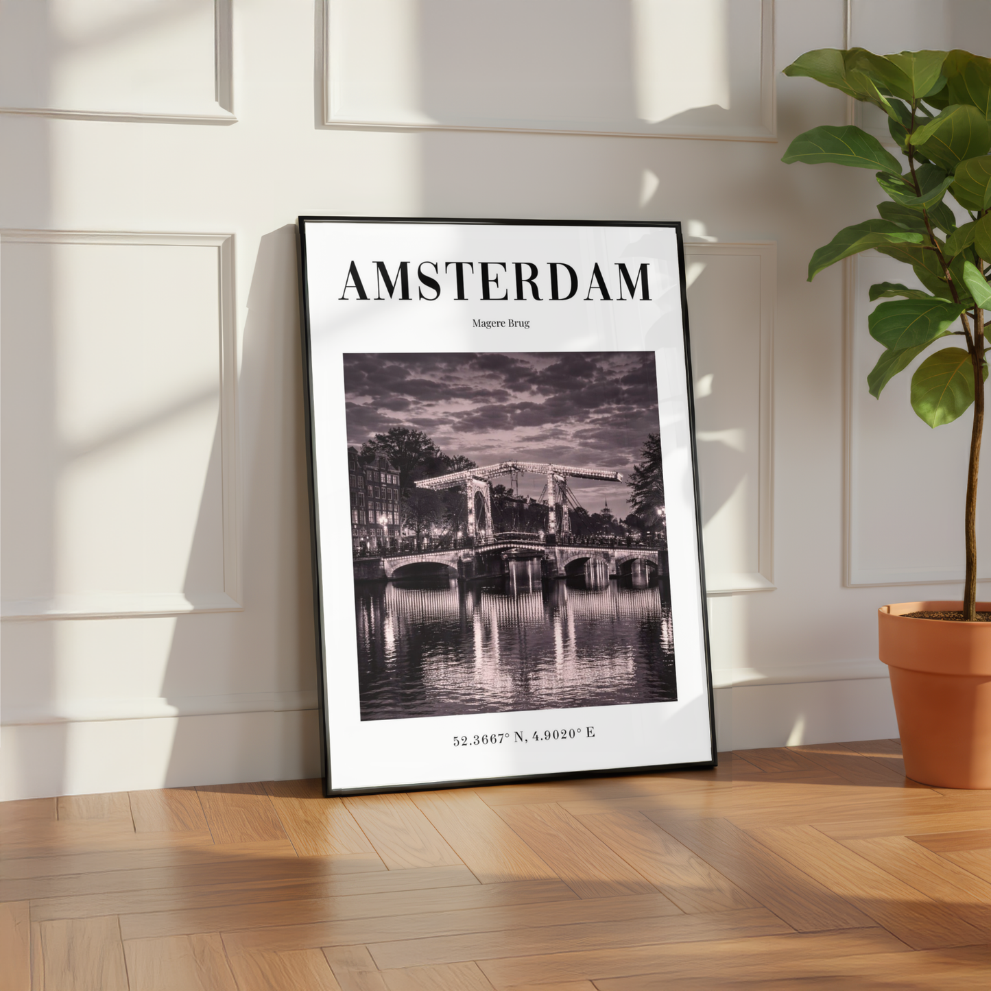 Amsterdam Magere Brug (Skinny Bridge)Monochrome Poster