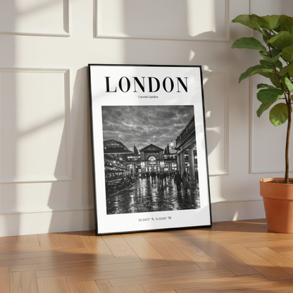 London Covent Garden Monochrome Poster