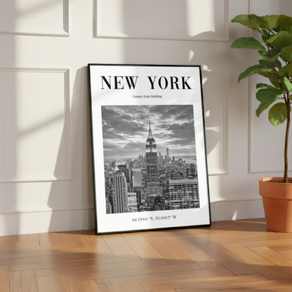 New York Empire State Building Monochrome Poster