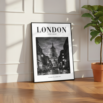 London St Pauls Cathedral Monochrome Poster