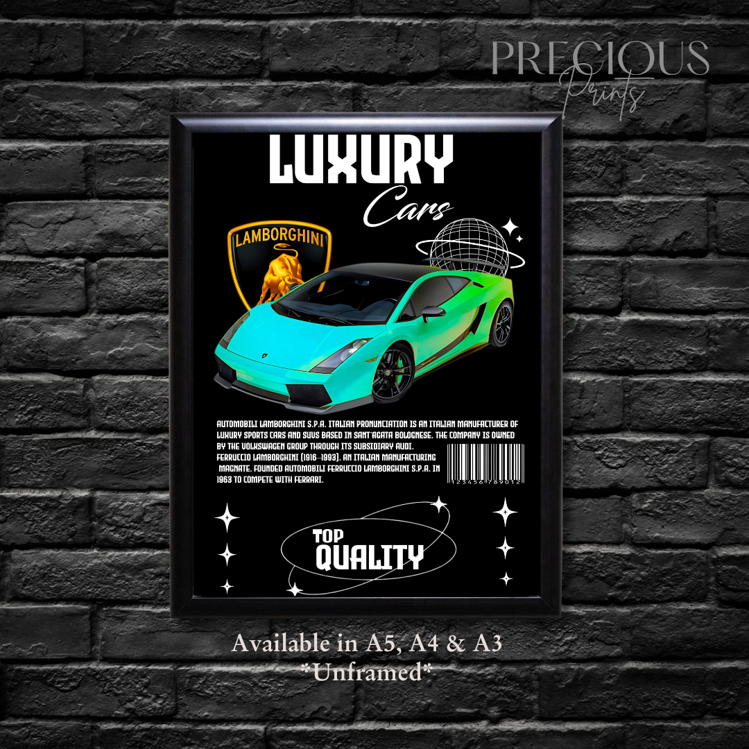 Green Blue Lamborghini Sports Car Poster