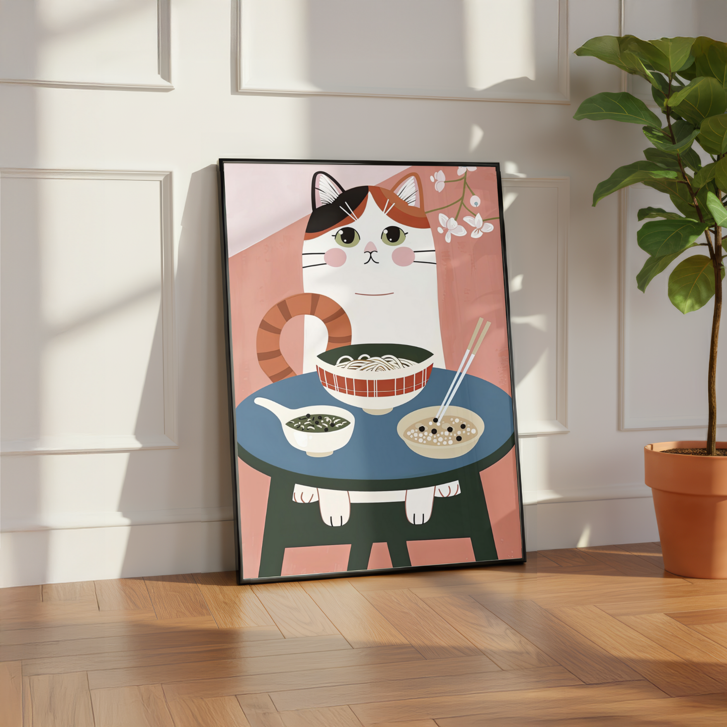 Cute Cat Noodle Print