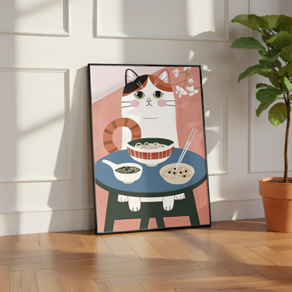 Cute Cat Noodle Print
