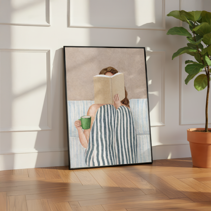Cosy Reading Girl Wall Art Print