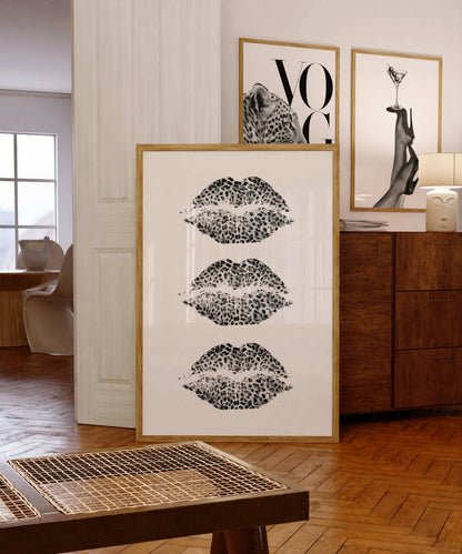 Leopard Print Lips Poster