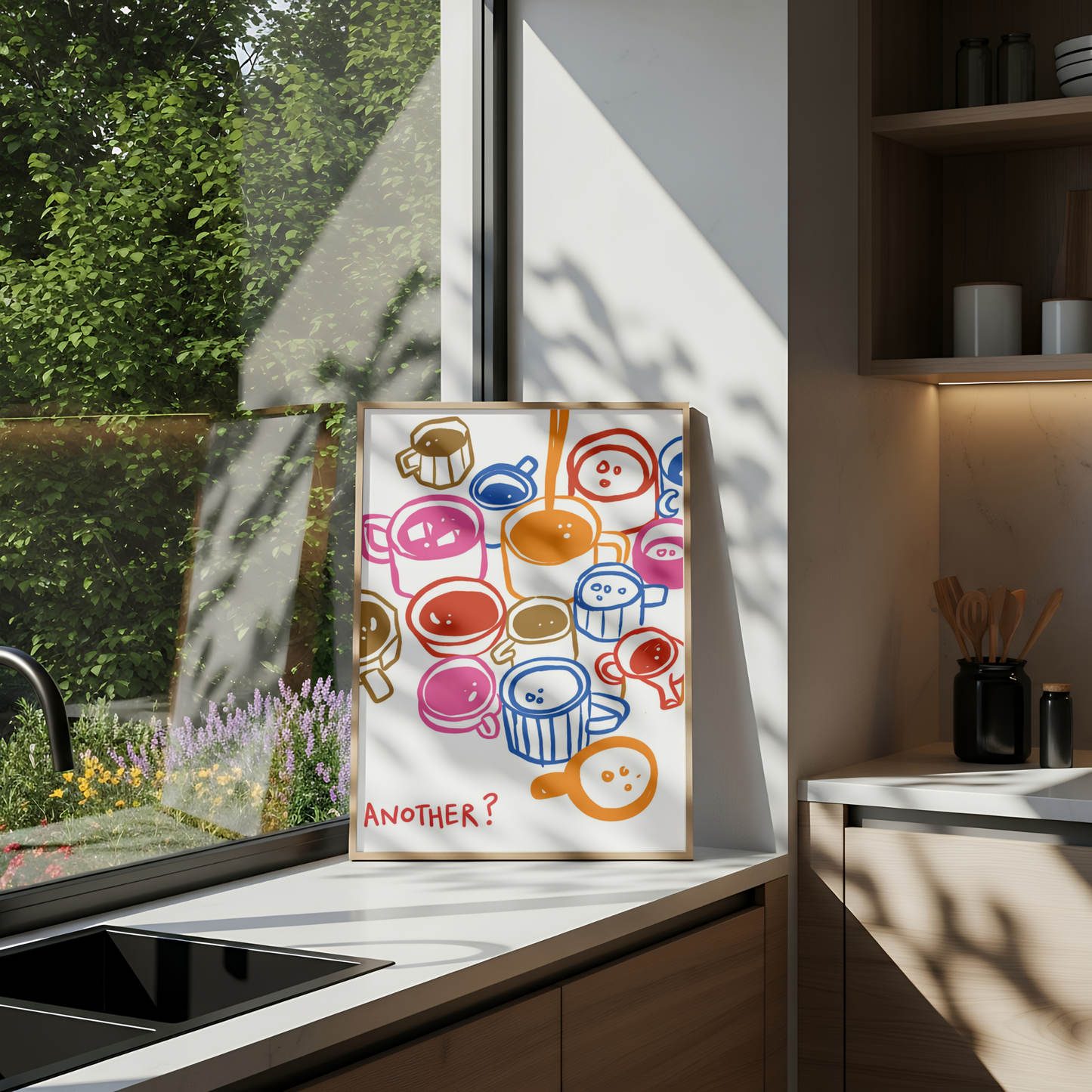 Colourful Coffee Cups Print