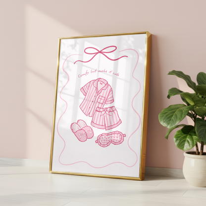 Pink Coquette Pyjama Wall Art Print