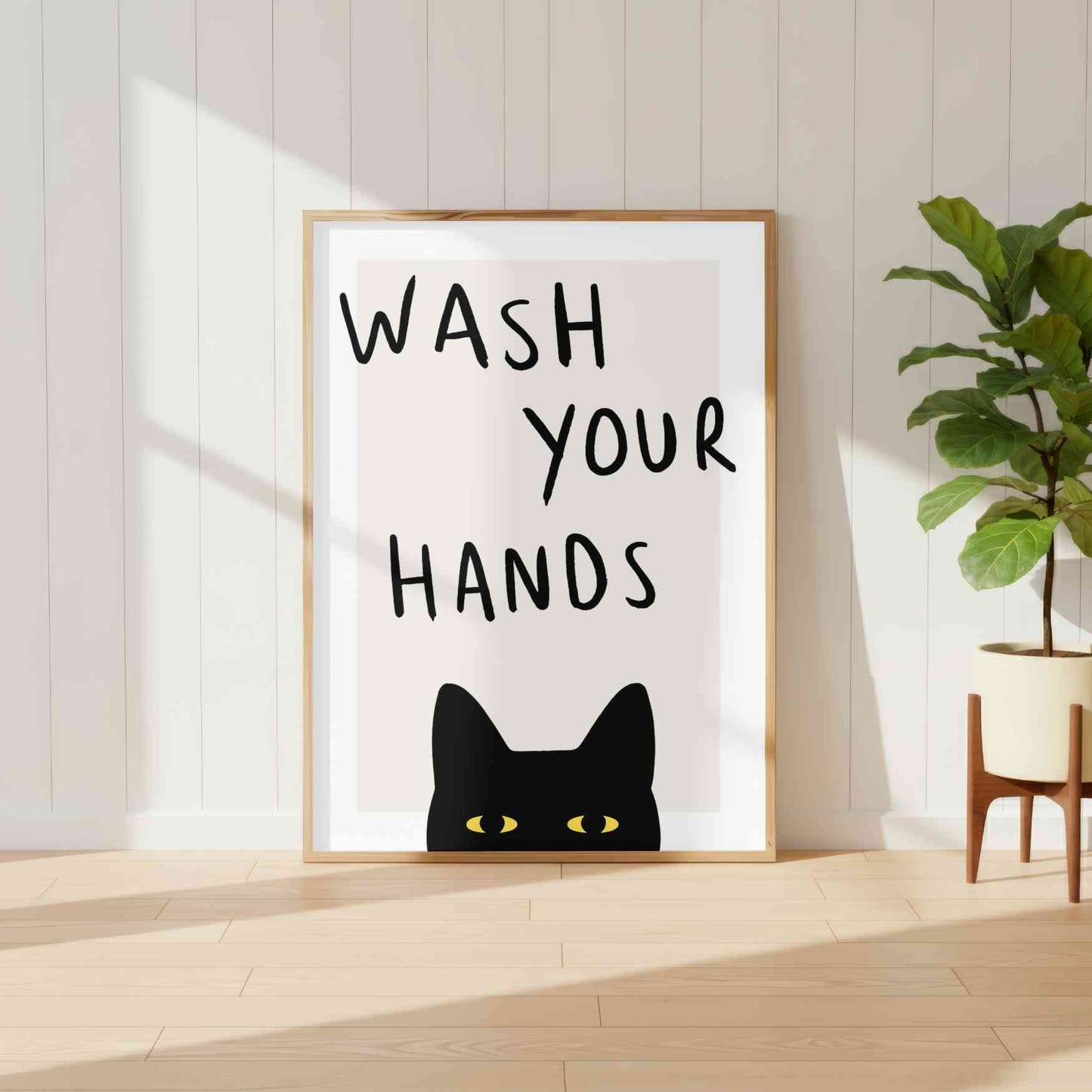 Funny Cat Bathroom Print - Wash Your Hands