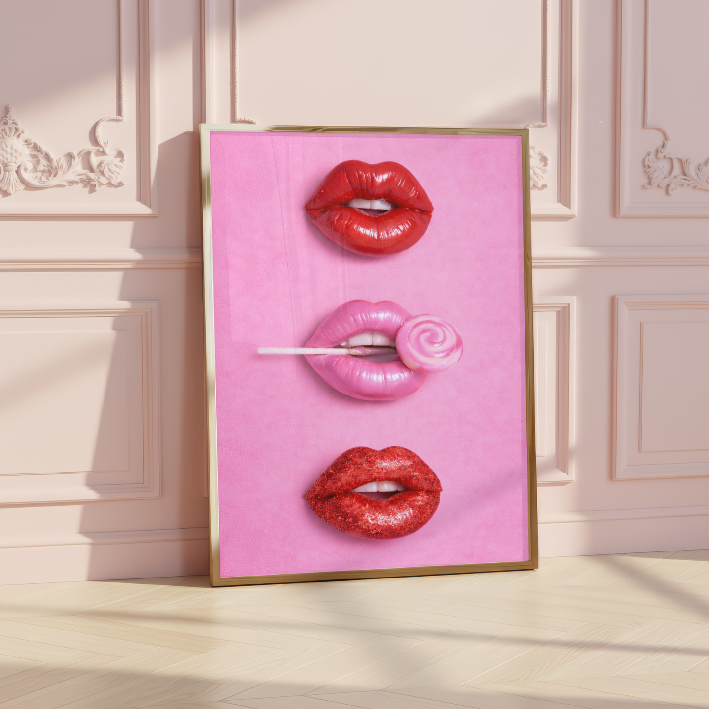 Pink & Red Candy Lips Print