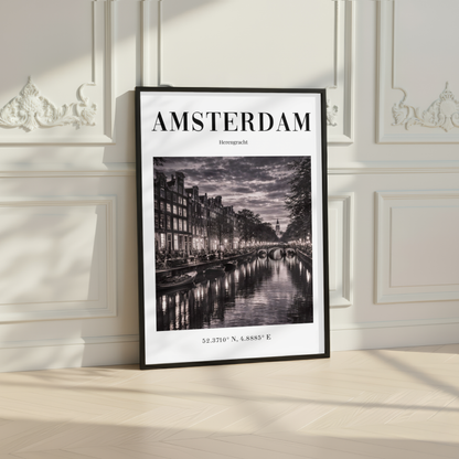 Amsterdam Herengracht Monochrome Poster