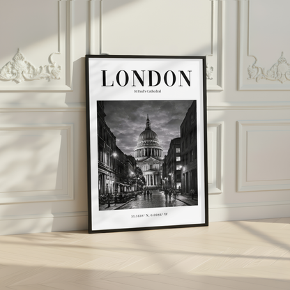 London St Pauls Cathedral Monochrome Poster
