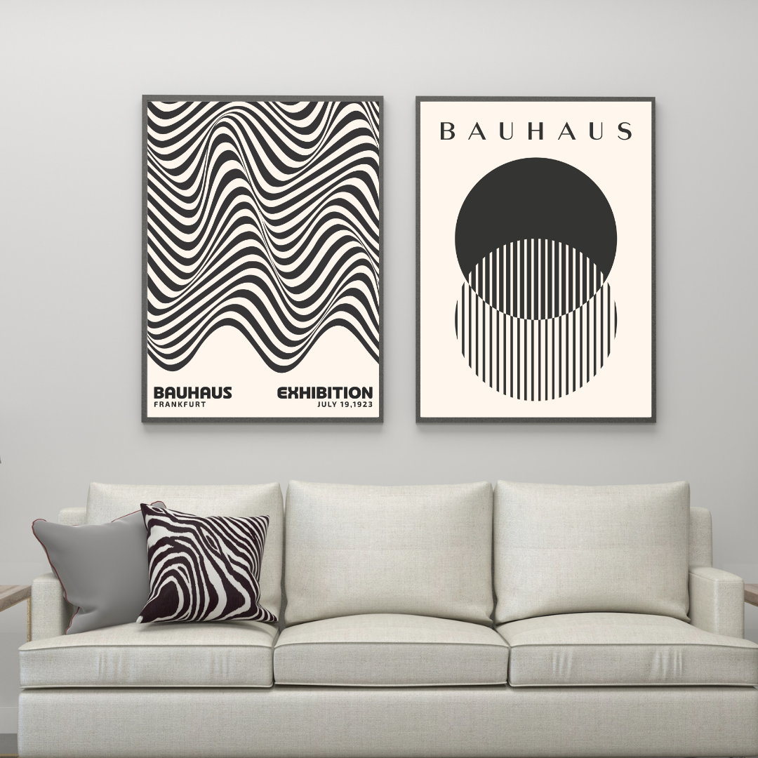 Set of 2 Black & Beige Bauhaus