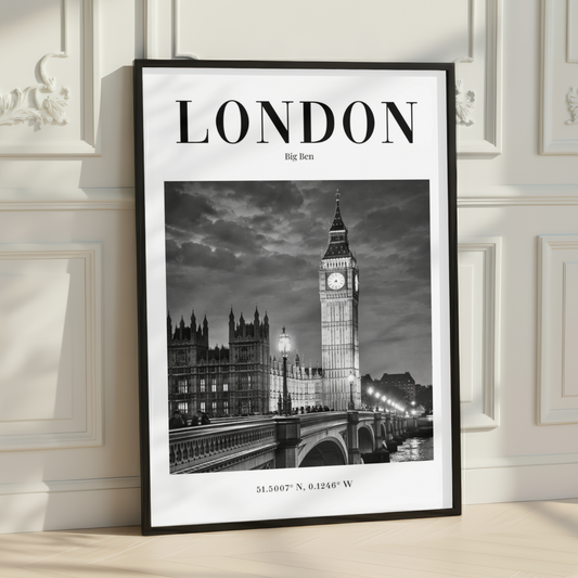 London Big Ben Monochrome Poster