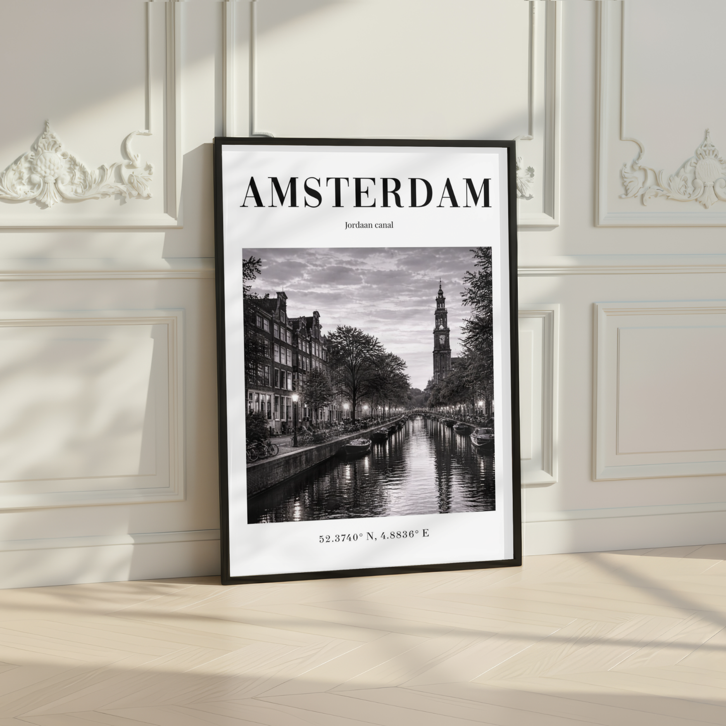 Amsterdam Jordaan Canal Monochrome Poster