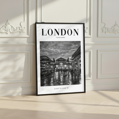 London Covent Garden Monochrome Poster