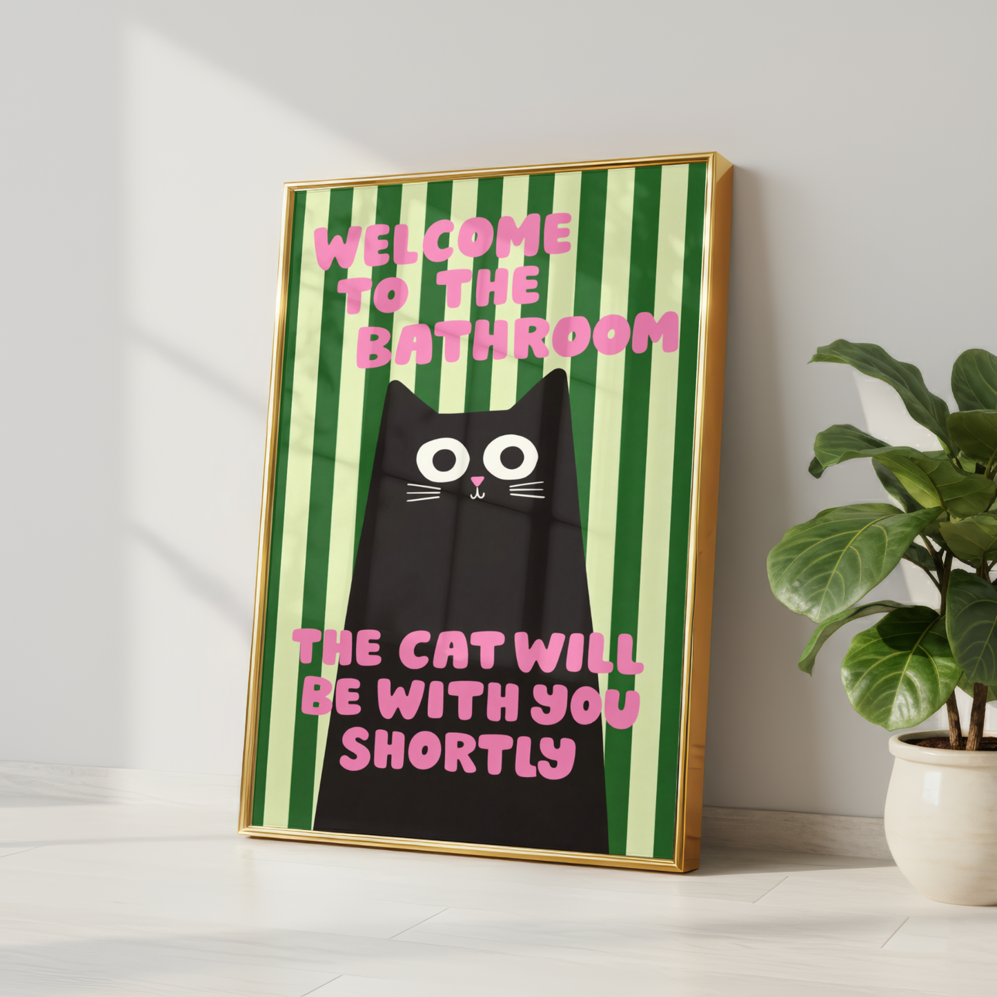 Funny Cat Bathroom Wall Art Print