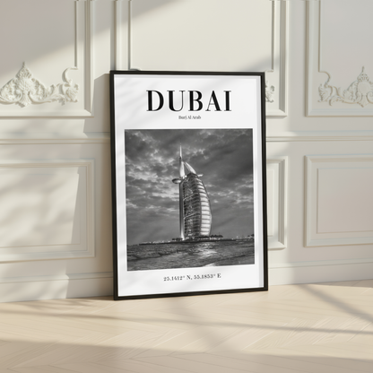 Dubai Burj Al Arab Monochrome Poster