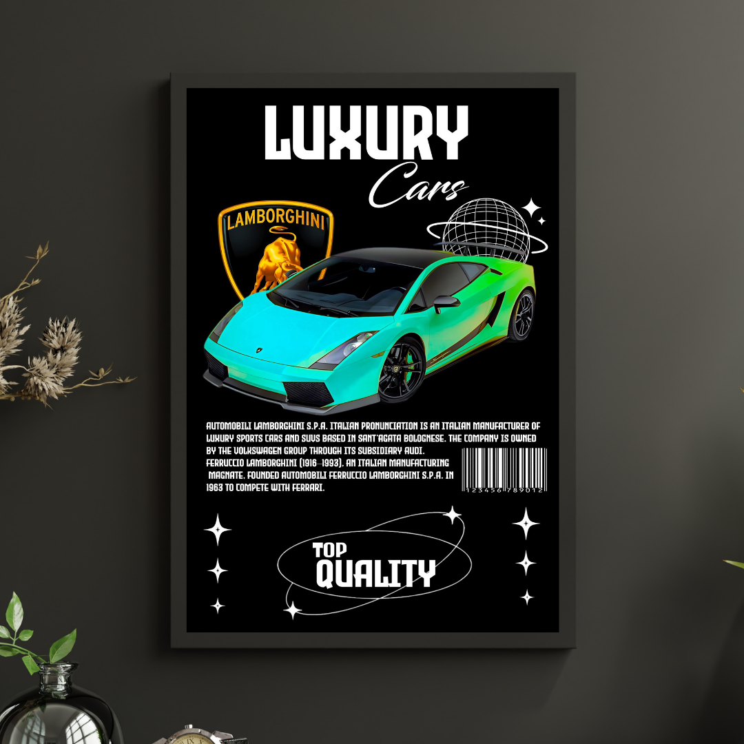 Green Blue Lamborghini Sports Car Poster