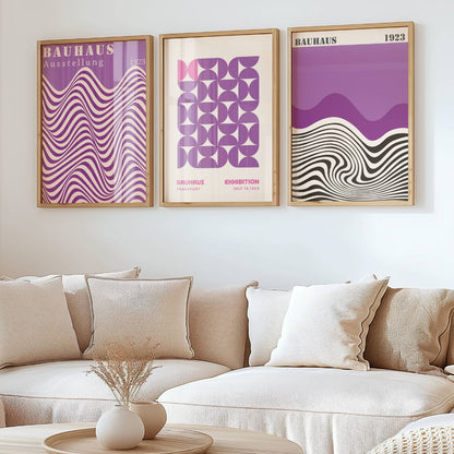 Set of 3 Purple Bauhaus Prints