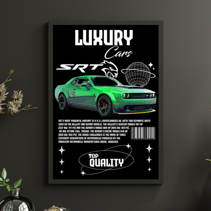 Green Dodge SRT Sports Car Poster