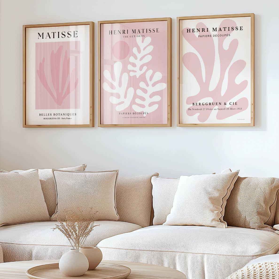 Set of 3 Pink Matisse Floral Prints