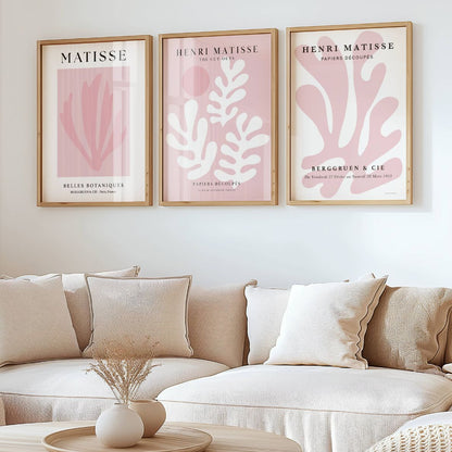 Set of 3 Pink Matisse Floral Prints