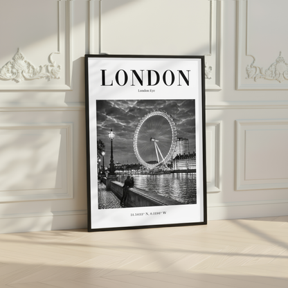 London Eye Monochrome Poster