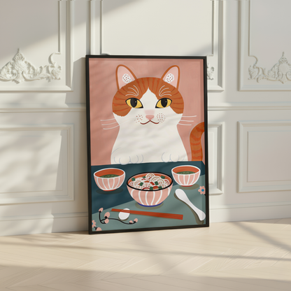 Cute Cat Noodle Print