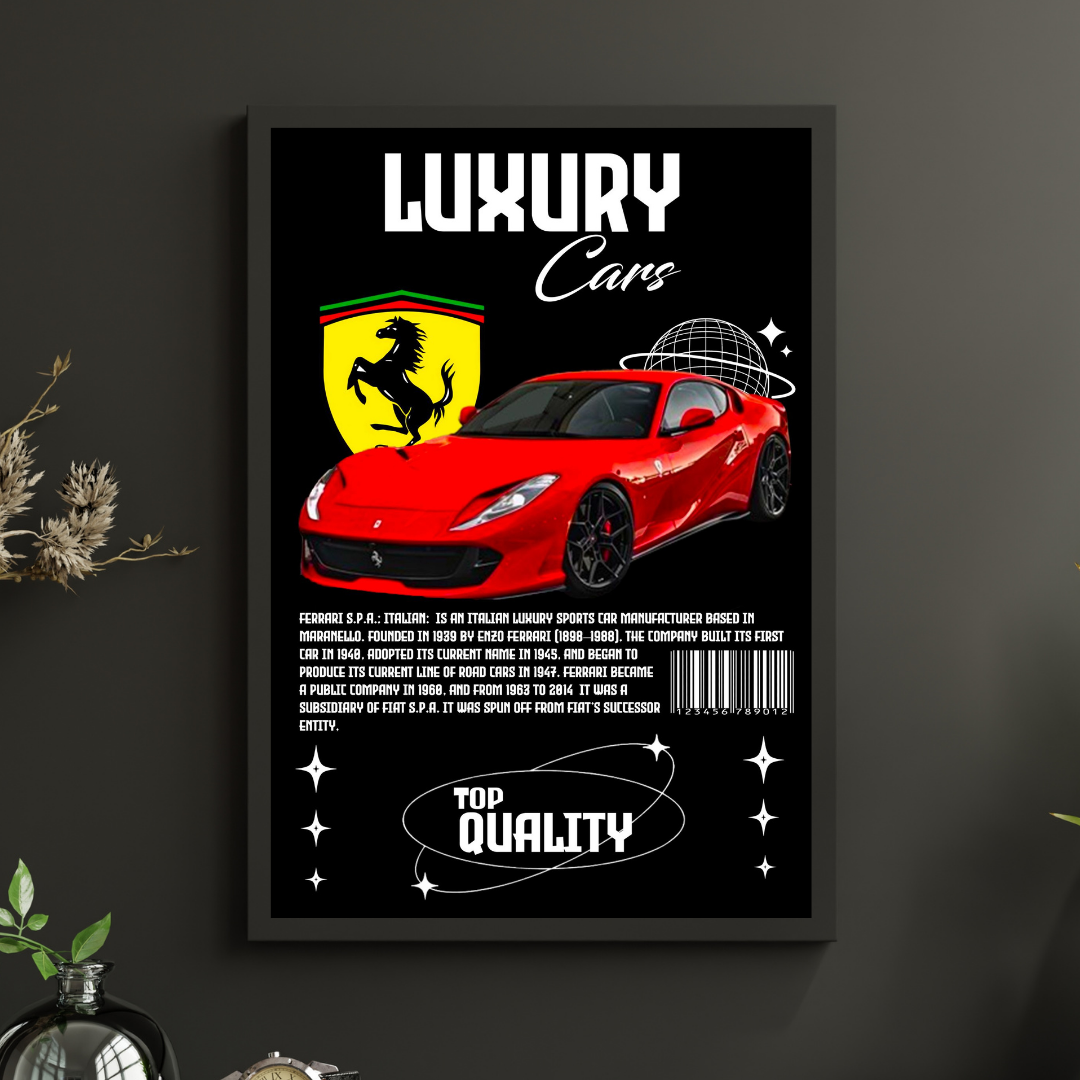 Red Ferrari S.P.A Italian Sports Car Poster