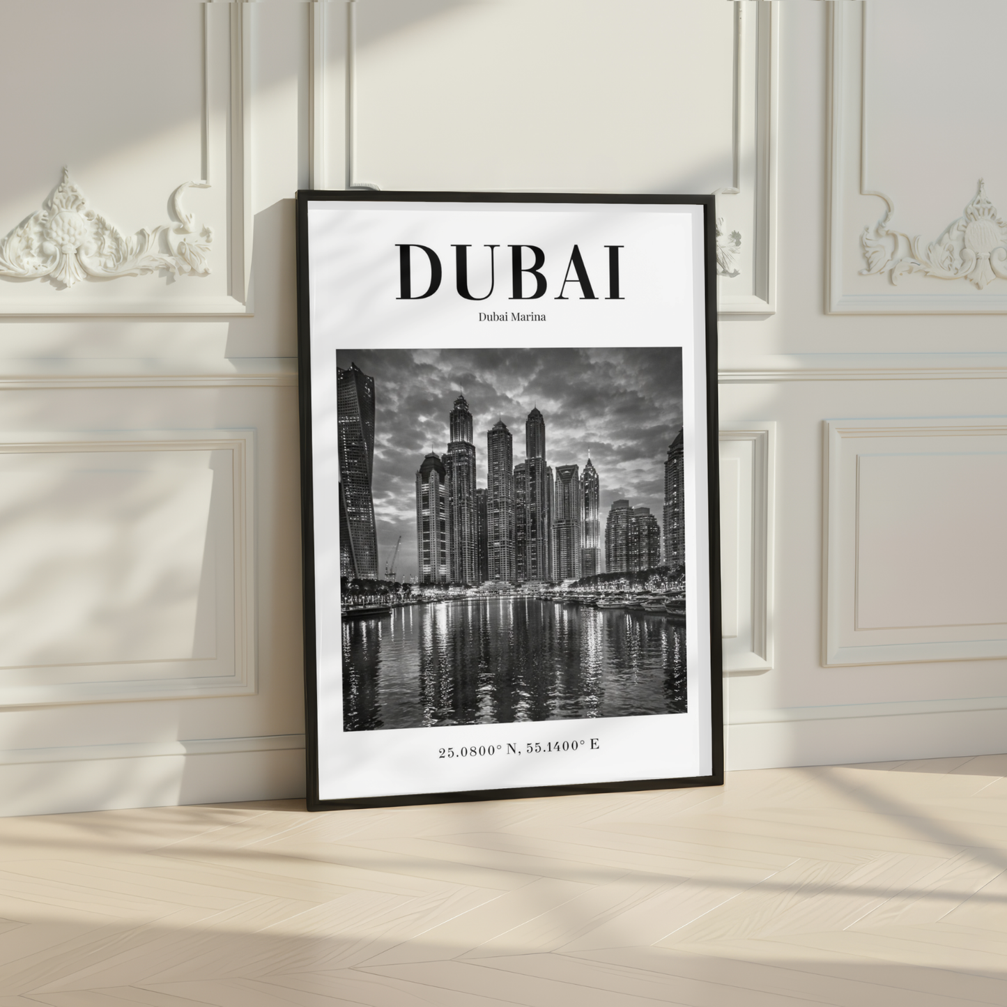 Dubai Marina Monochrome Poster
