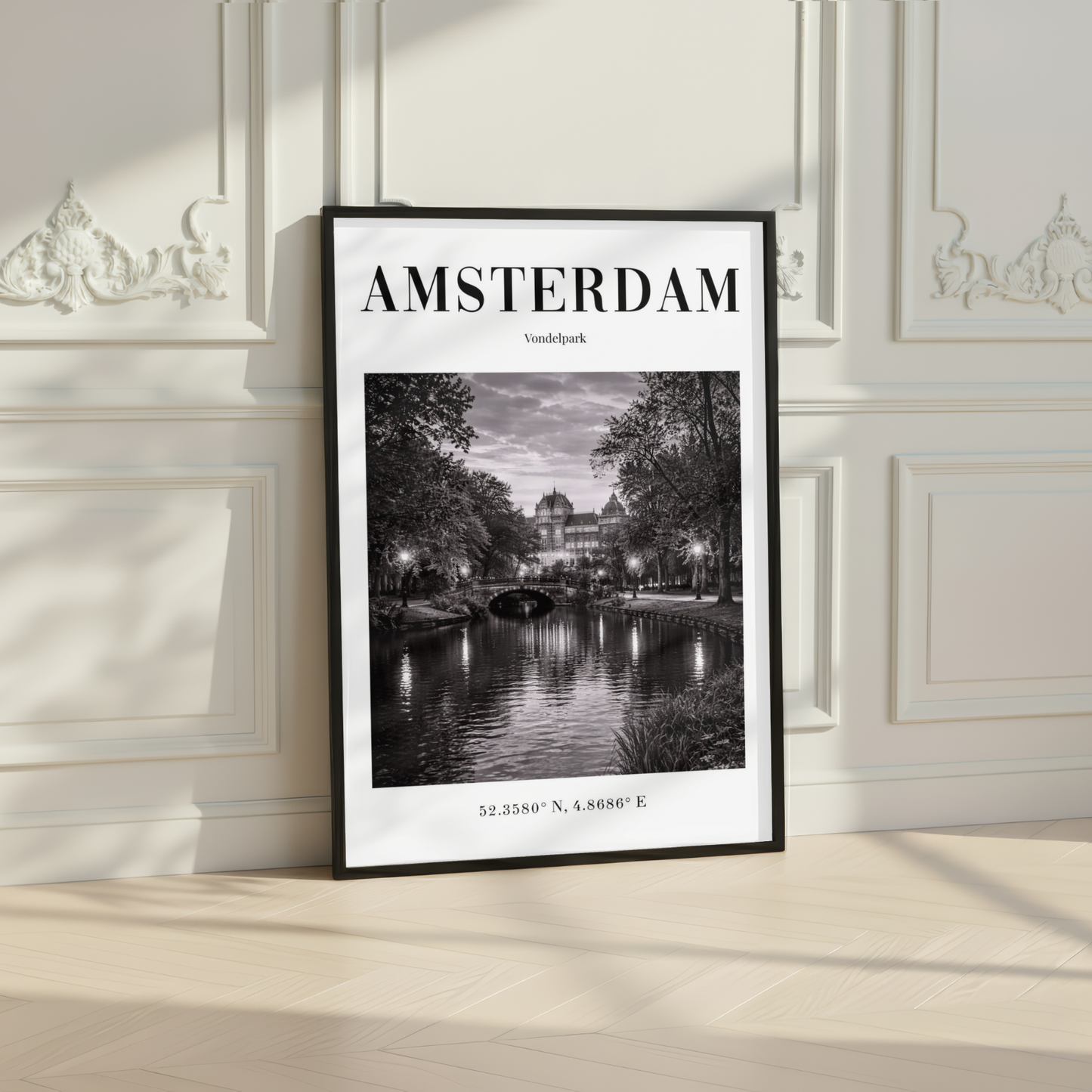Amsterdam Vondelpark Monochrome Poster