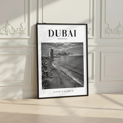 Dubai Jumeirah Beach Monochrome Poster