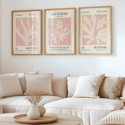 Set of 3 Pink Floral Matisse Prints