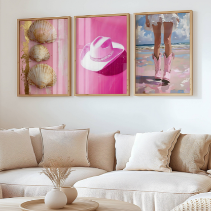 Set of 3 Cowgirl Preppy Posters