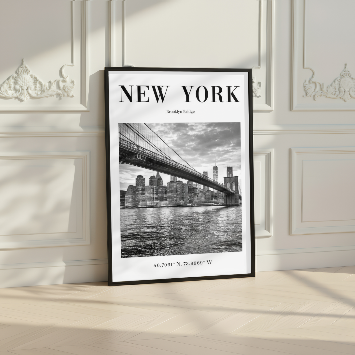 New York Brooklyn Bridge Monochrome Poster