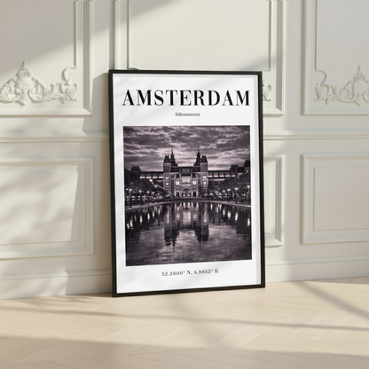 Amsterdam Rijksmuseum Monochrome Poster