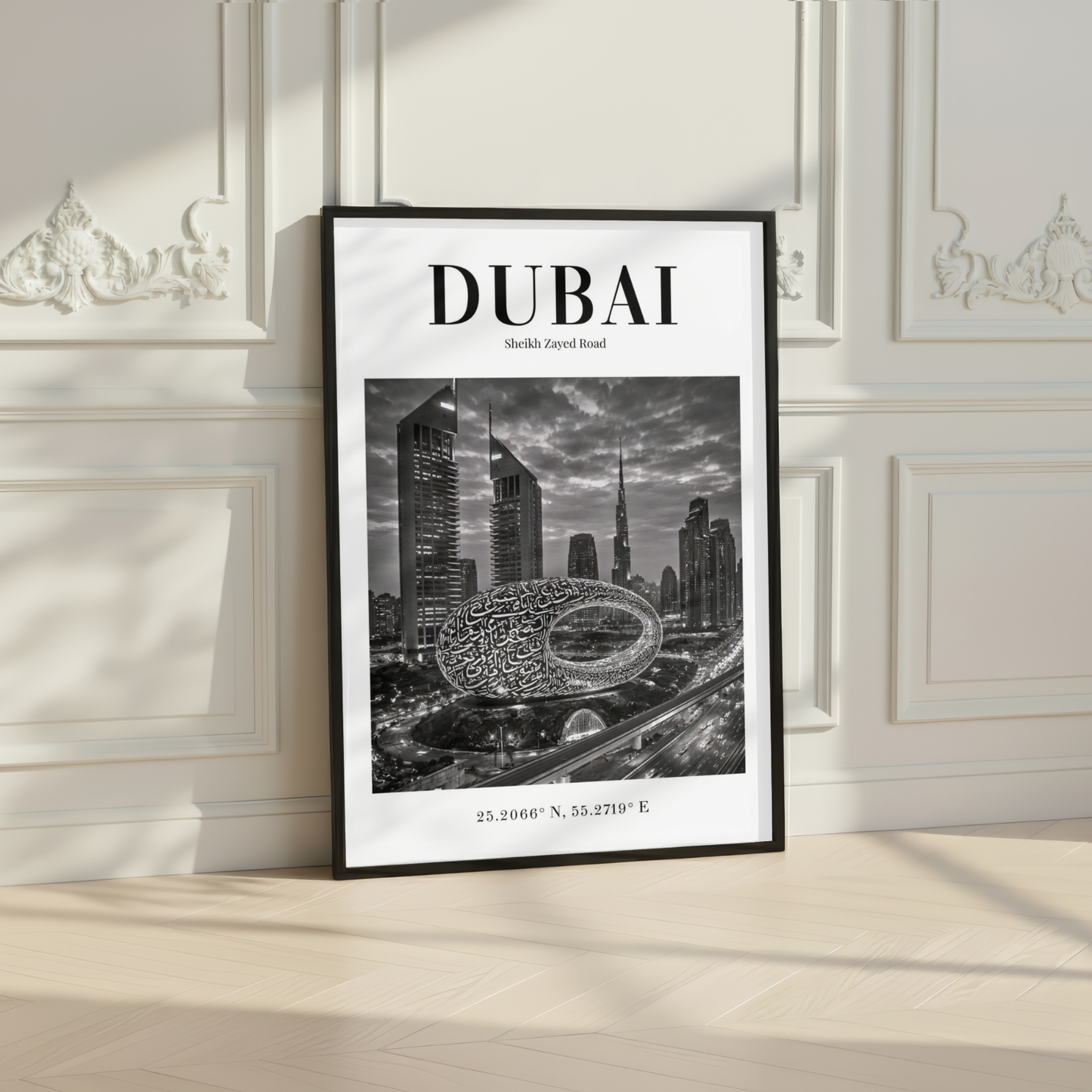 Dubai Sheikh Zayed Road Monochrome Poster