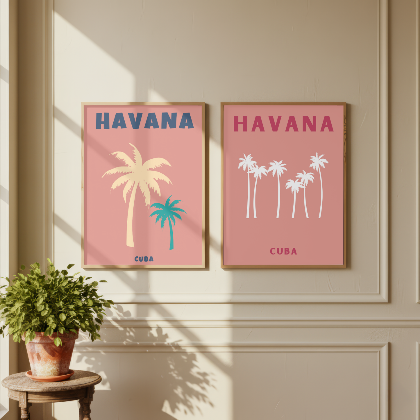 Havana Cuba Tropical Wall Art Set of 2