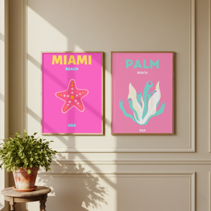 Set of 2 Miami & Palm Beach Coastal Prints
